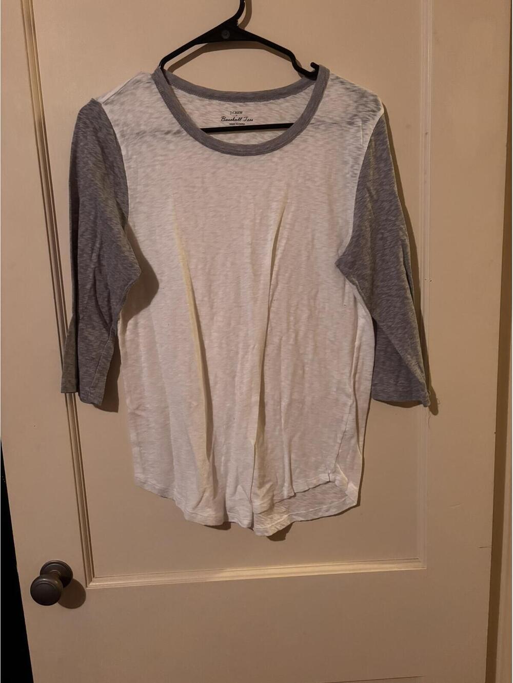 J.Crew Baseball Tees Raglan 3/4 Sleeve T-Shirt Gray White Size M